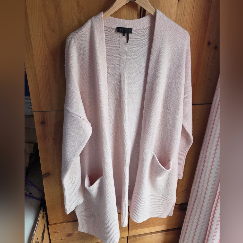 Donna Karan NY Blush Pink Cashmere Long Open Cardigan Size S/XS